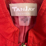 TanJay Womens Red Zip Jacket Petite Lightweight Mandarin Collar Size 6P 
