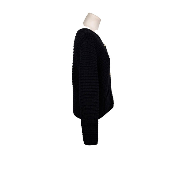 Cece Womens Black Cotton/Polyester Button-Front Cardigan Sweater Size M