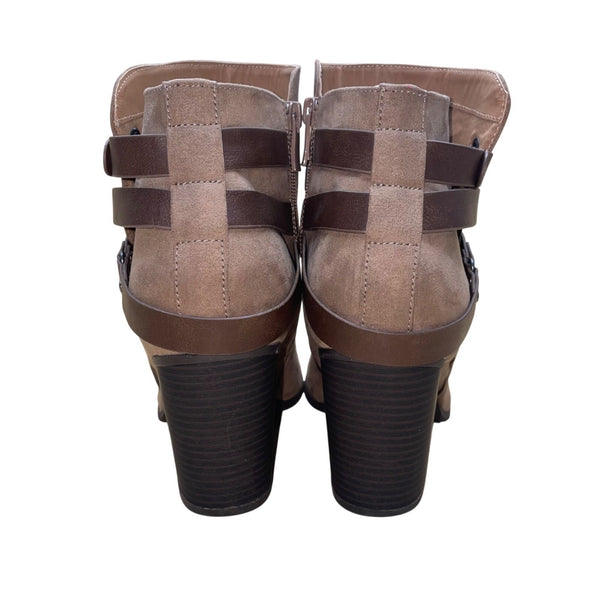 Torrid Women’s Brown Faux Leather Strap Block Heel  Ankle Boots Size 11W