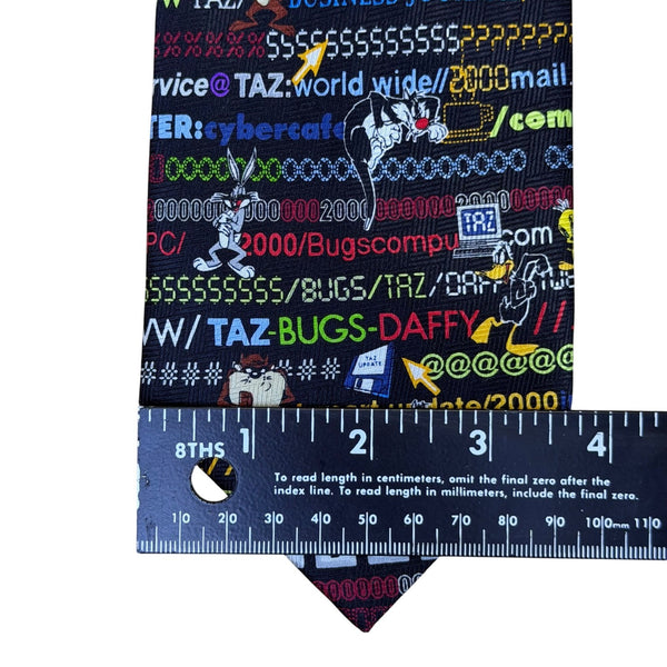 Warner Bros Mens Multi-Color Silk Looney Tunes Computer Graphics Tie 3.75 Wide