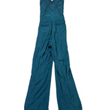 Elevenses Womens Teal Jumpsuit With Lace Accents Belted Wide-Leg Sleeveless Sz 6