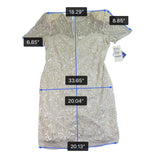 Sweelo Womens Ivory Silk Beaded Short Sleeve Dress Elegant Sequins Layered Sz XL