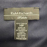 R&M Richards Womens Navy 2-Piece Petite Pant & Tee Stretch Set Size 14P