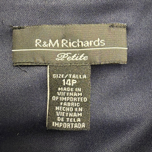 R&M Richards Womens Navy 2-Piece Petite Pant & Tee Stretch Set Size 14P