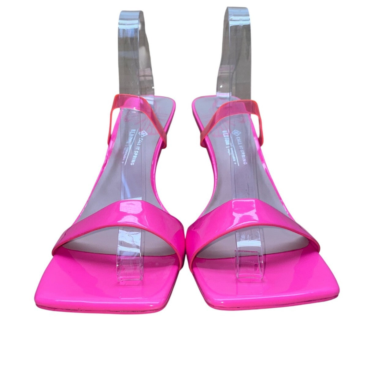 Call It Spring Women’s Pink Translucid Strap Butterfly Heel Vegan Sandals Sz11