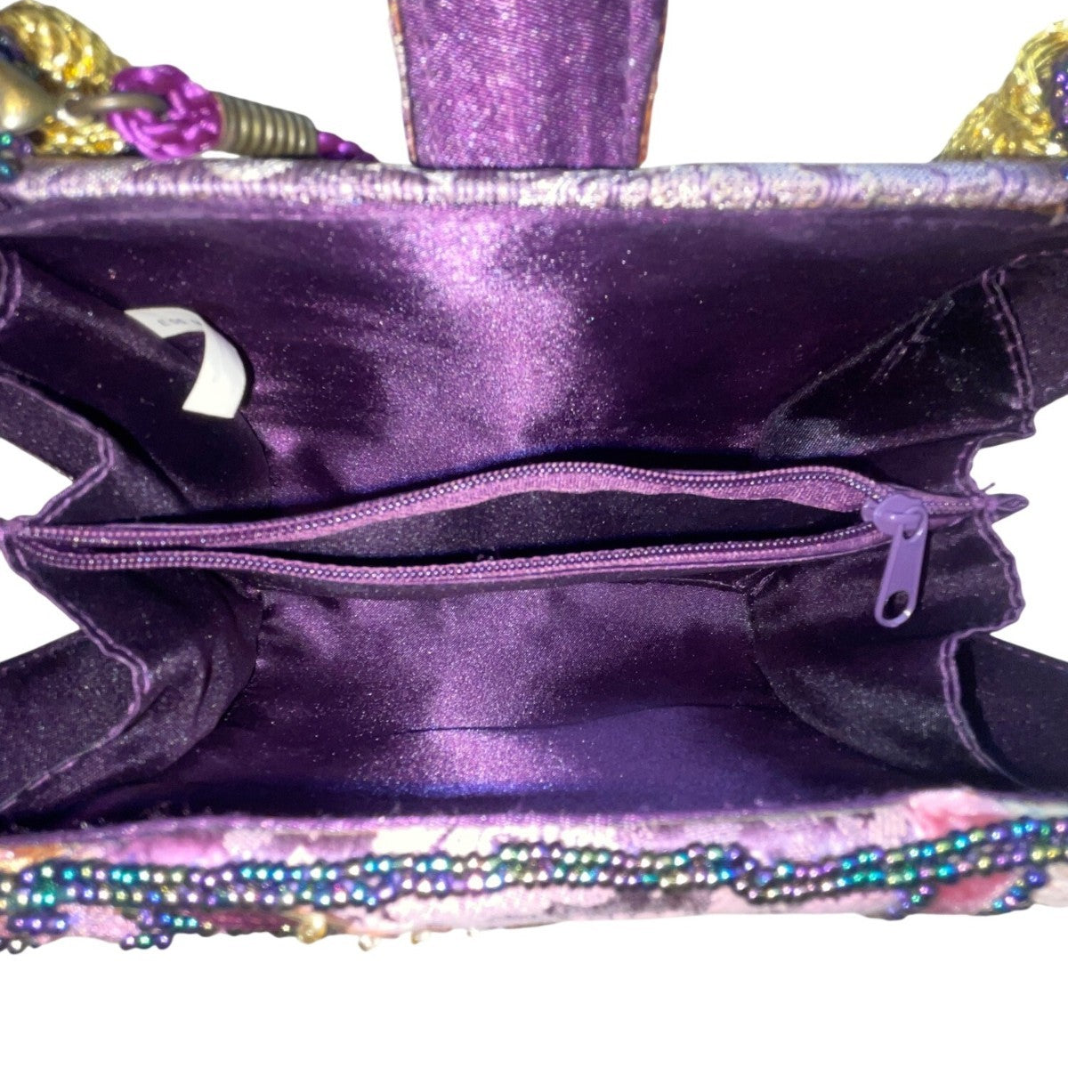 Bohemian Women’s Purple Patchwork Beaded Handbag With Embellished Details