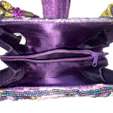 Bohemian Women’s Purple Patchwork Beaded Handbag With Embellished Details