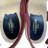 Hasbeens Swedish Women’s Burgundy Leather Wooden Platform Sandals Size US 10