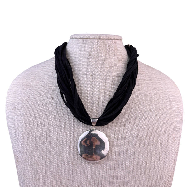 Silpada Womens Black Multi-Strand Necklace Sterling Silver 925 Round Pendant