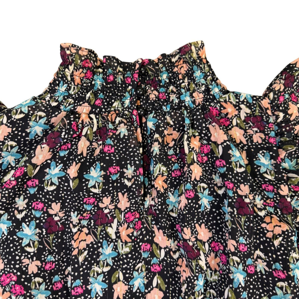 Nanette Lepore Womens Black Floral Midi Dress Ruffled Sleeveless Size 8