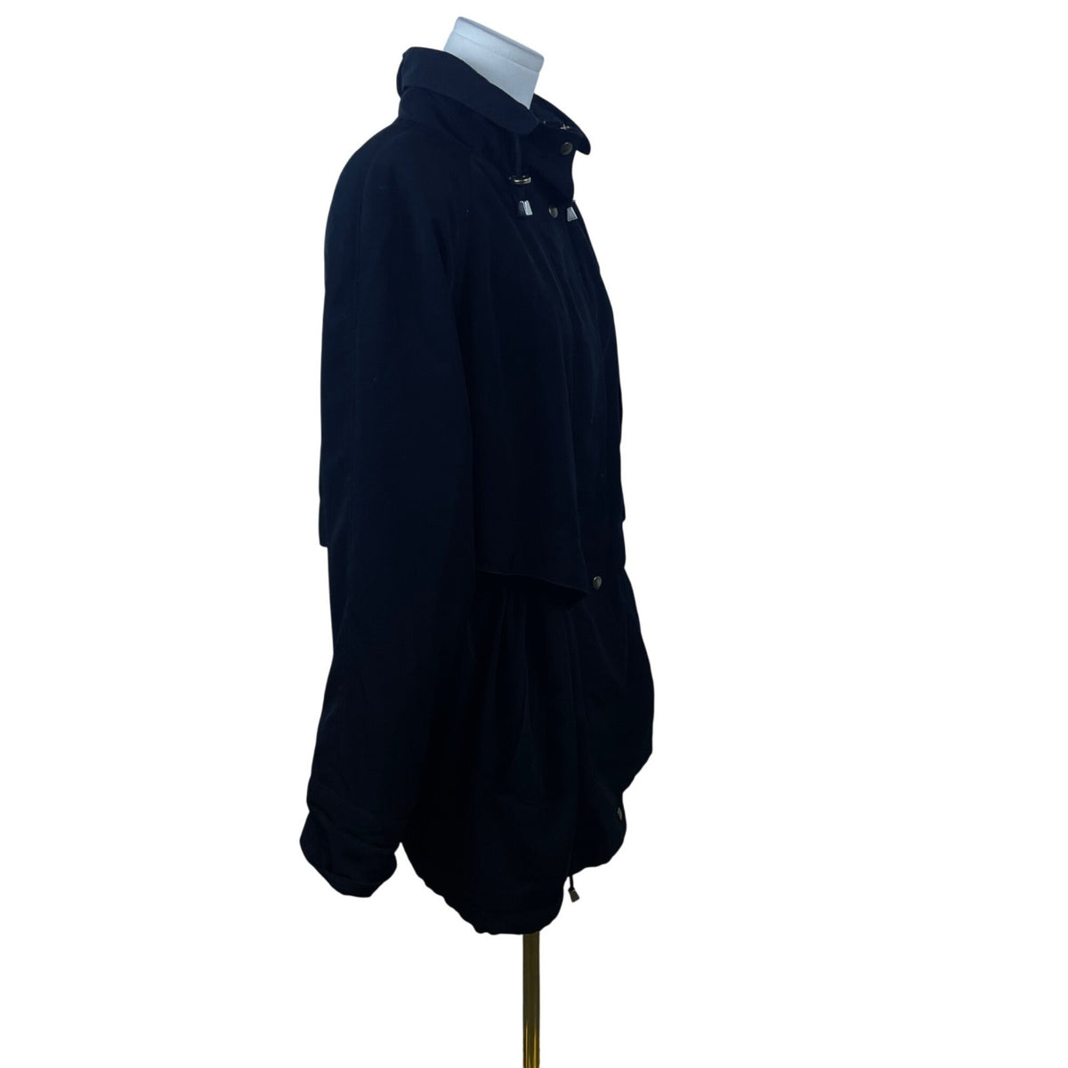 Mulberry Street Women’s Black Hooded Anorak Jacket Drawstring Waist Sz M