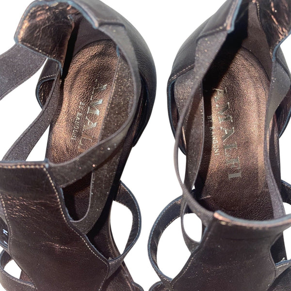 Amalfi By Rangoni Women’s Copper Brown Strappy Leather Low Heel Sandals Size 9M