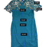 Sténay Womens Teal Beaded Sequin Floral Silk Evening Cocktail Dress Size 14