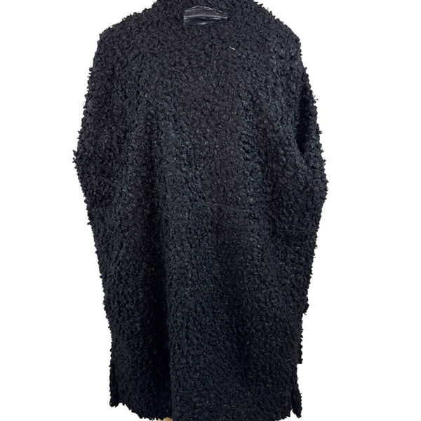 Adolfo Dominguez Women’s Black Faux Shearling Coat With Button Front