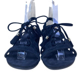 Women’s Black Suede Tassel Strappy Design Kalie Wedge Sandals Size 5