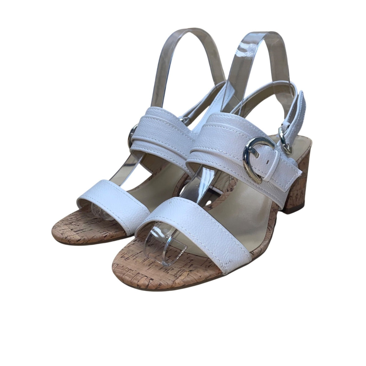 Naturalizer Women’s White With Buckle Straps Cork-Heel Kaylee Sandals Size 7.5M