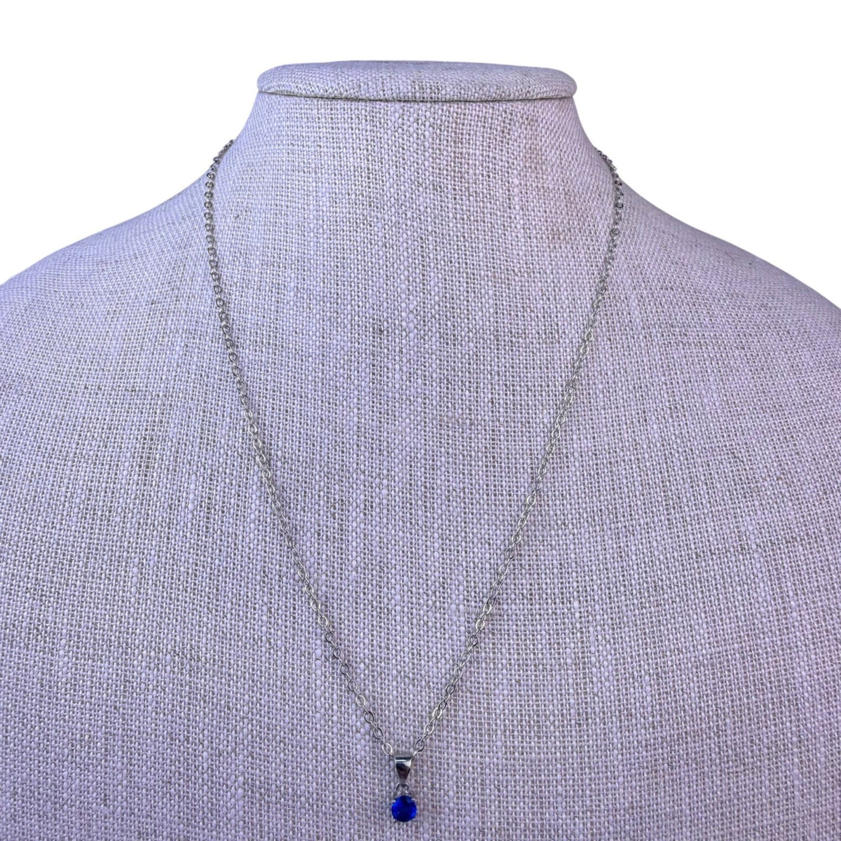 Effy Womens Silver Tone Blue Crystal Pendant Necklace Chain Box