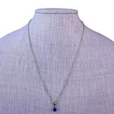 Effy Womens Silver Tone Blue Crystal Pendant Necklace Chain Box