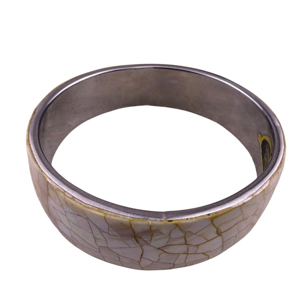 Genuine Shell Womens Silver Tone Crackle Mosaic Bangle Bracelet Philippines