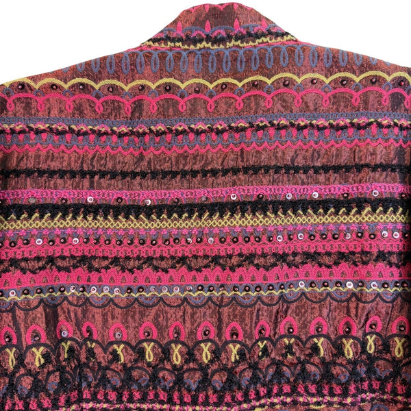 Chicos Womens Pink & Black Patterned Edanas LS Jacket Stylish Size 1