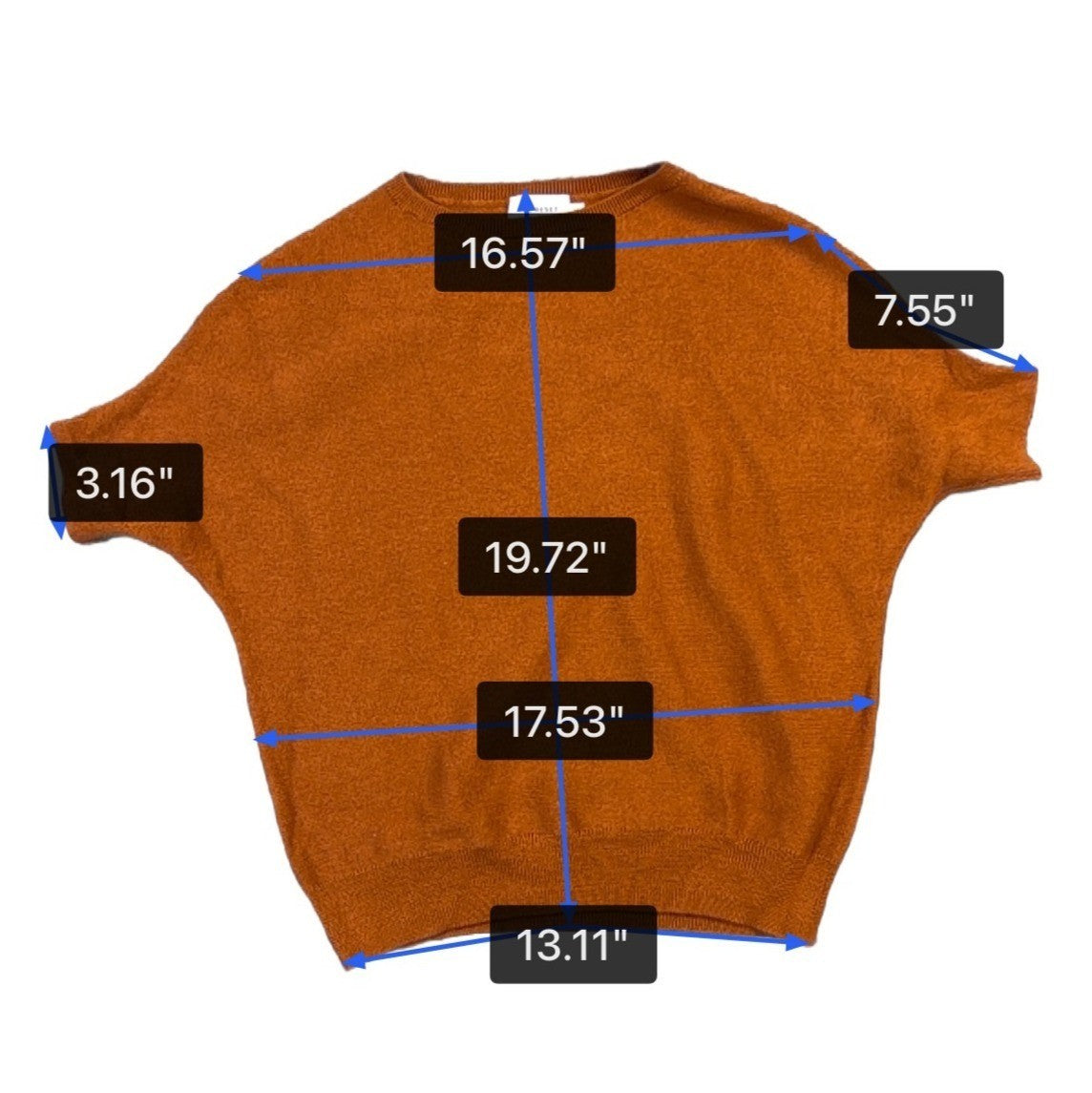 The Reset Womens Rust Wool Knit Short Sleeve Sweater Stylish Size XS