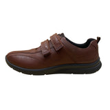 Hotter Men’s Brown Leather Dual-Fit Adhesive Strap Energise Casual Shoes Size 12