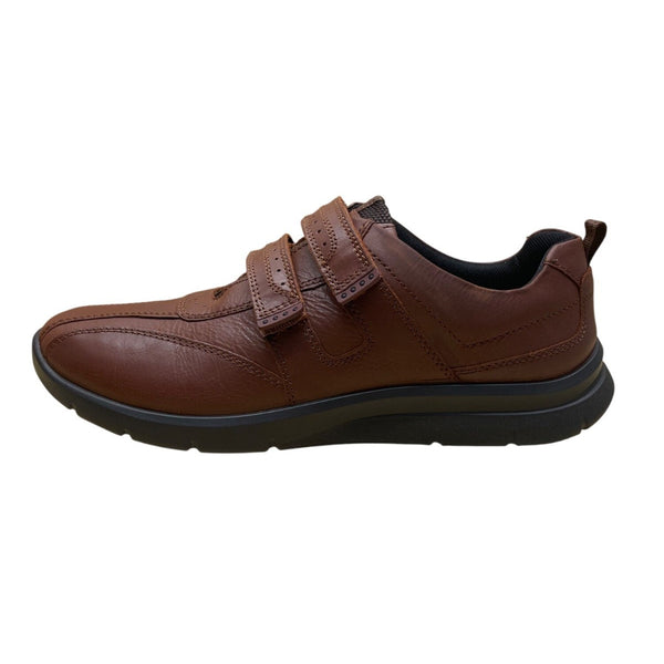 Hotter Men’s Brown Leather Dual-Fit Adhesive Strap Energise Casual Shoes Size 12