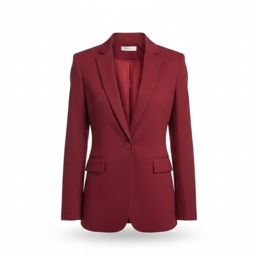 Cicy Bell Womens Red Long Sleeve Blazer Jacket With Single Button Lapel Size L