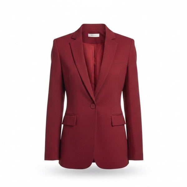 Cicy Bell Womens Red Long Sleeve Blazer Jacket With Single Button Lapel Size L