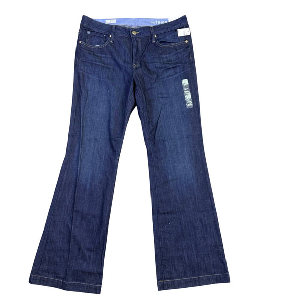 Gap Womens Dark Denim Jeans Long & Lean Flare Mid Rise Stretch Size Leg 32/14R