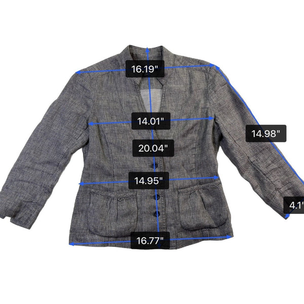 Banana Republic Womens Gray Linen Button-Up Blazer Jacket Size 0P