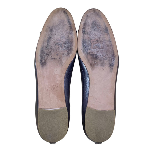 Stuart Weitzman Women’s Bronze Leather Metallic Cap Toe Bow Flats Size 8.5N