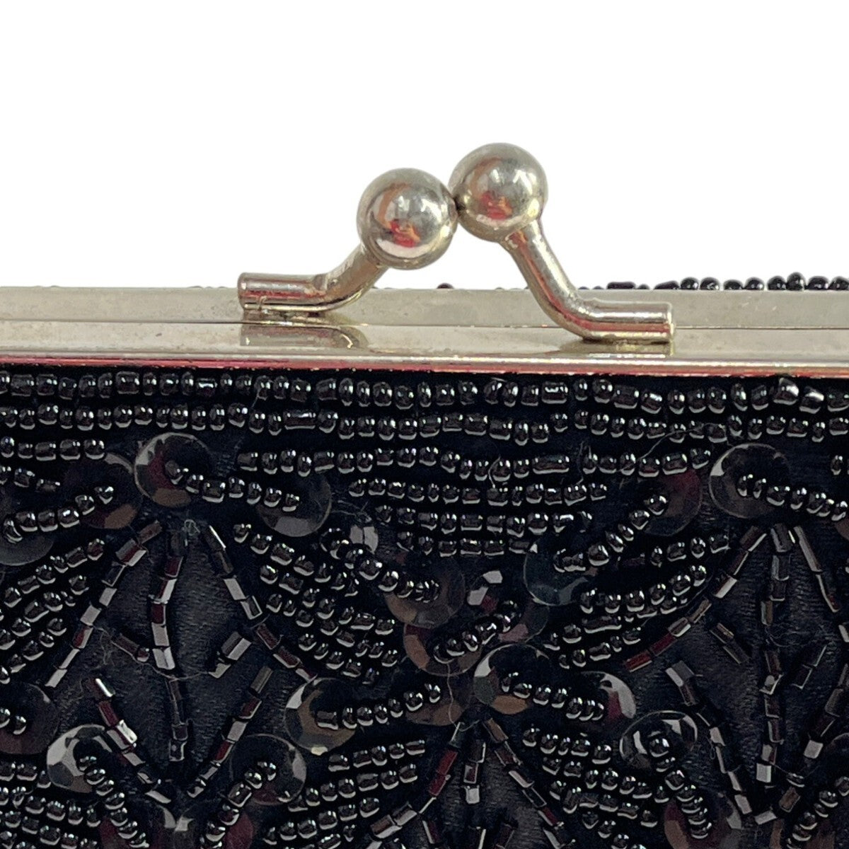 Vintage 90s Bijoux Sterner Women's Black Satin Beaded Sequin Handbag Sz S