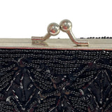 Vintage 90s Bijoux Sterner Women's Black Satin Beaded Sequin Handbag Sz S