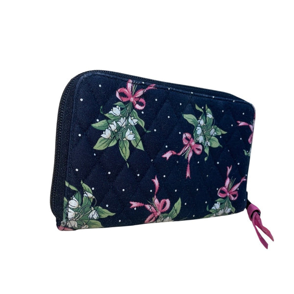 Vera Bradley Women’s Black Floral Quilted Wallet Zipper Closure & Card Slots