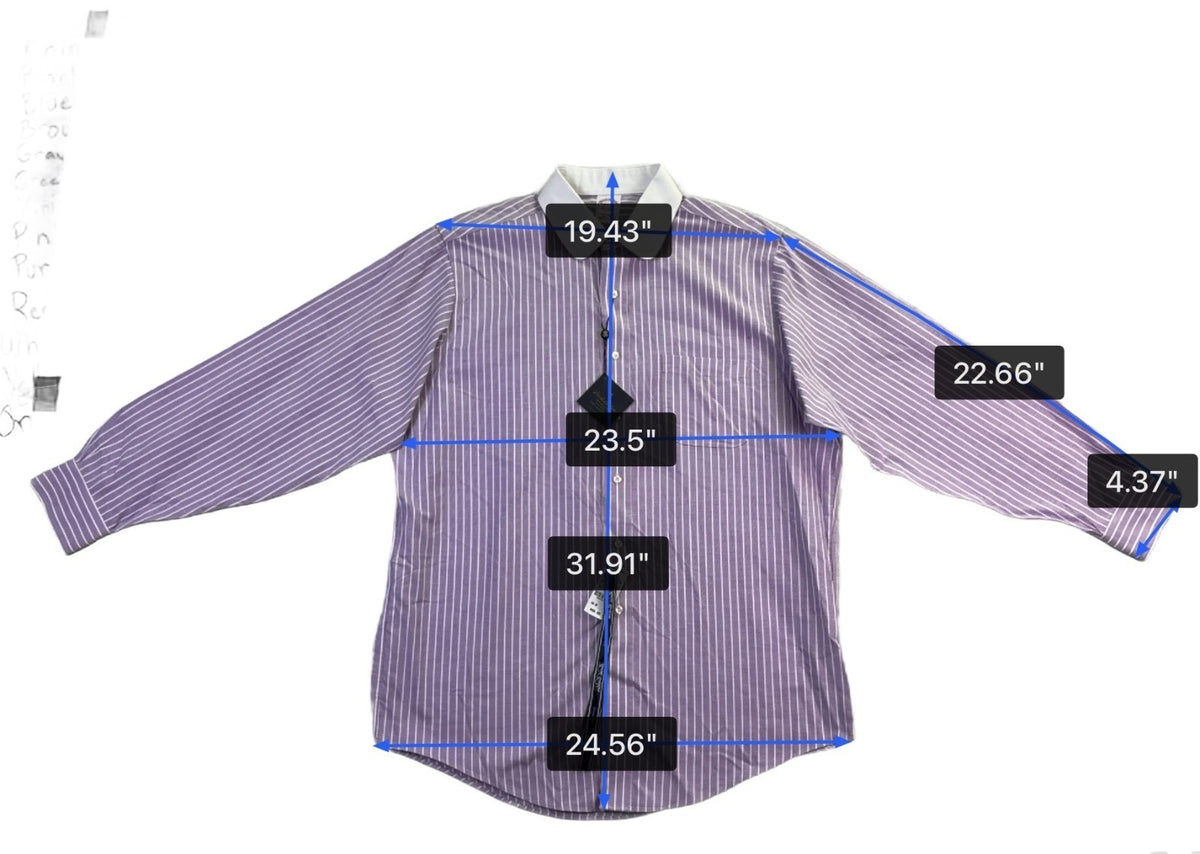 Brooks Brothers Mens Purple & White Striped Collared Shirt Non-Iron Sz16.5 34