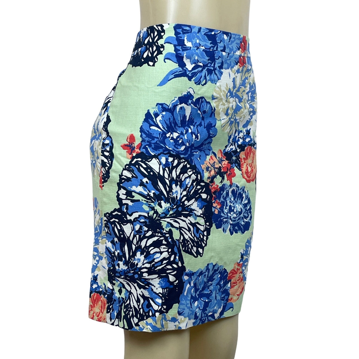J. Crew Women's Green Floral Knee Length Pencil Skirt Sz 4