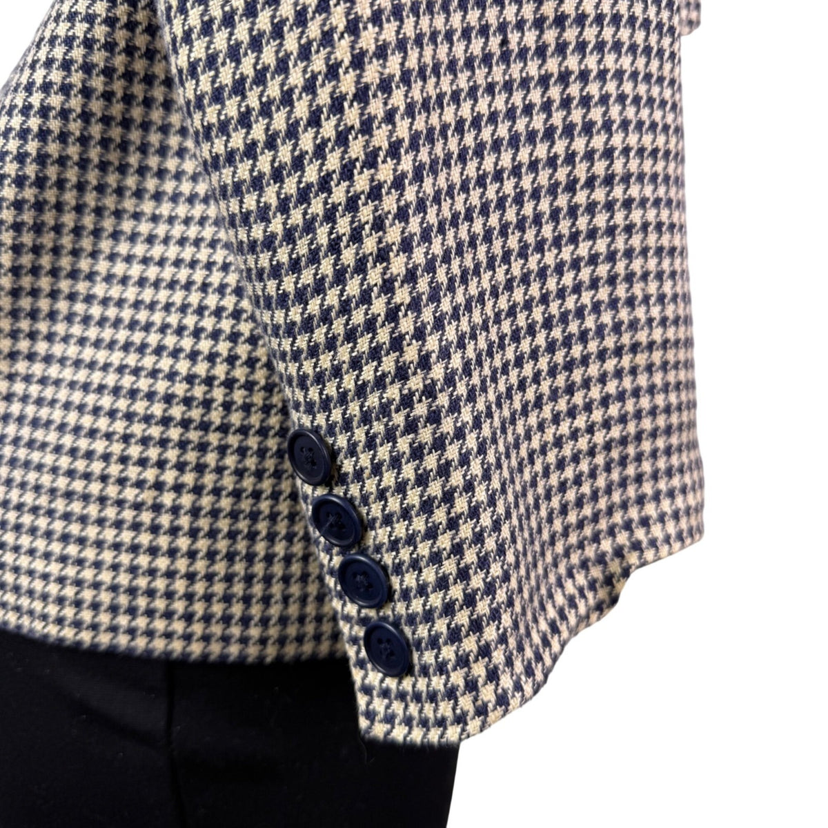 Lauren Ralph Lauren Womens Navy & Beige Houndstooth Linen Blazer Jacket Size 6P