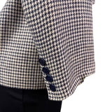 Lauren Ralph Lauren Womens Navy & Beige Houndstooth Linen Blazer Jacket Size 6P