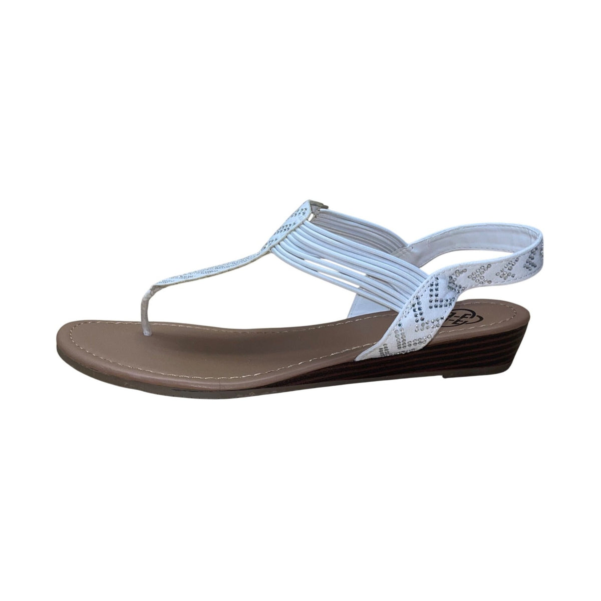 Daisy Fuentes Women’s White Embellished Strap Comfortable Flat Sandals Size 9M