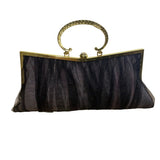 Vintage Black Mesh Fairy Themed Handbag With Gold Frame Unique Evening Bag