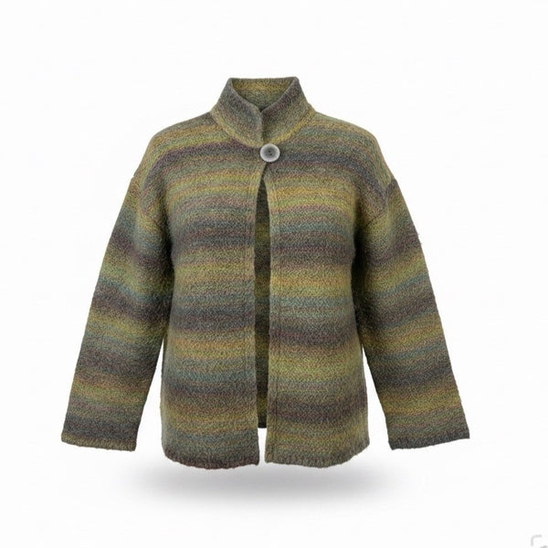 J. Jill Womens Multicolor Wool-Blend Button-Front Cardigan Sweater Size S