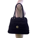 Vera Bradley Women’s Black Quilted Fabric Turn Lock Closure Shoulder Bag