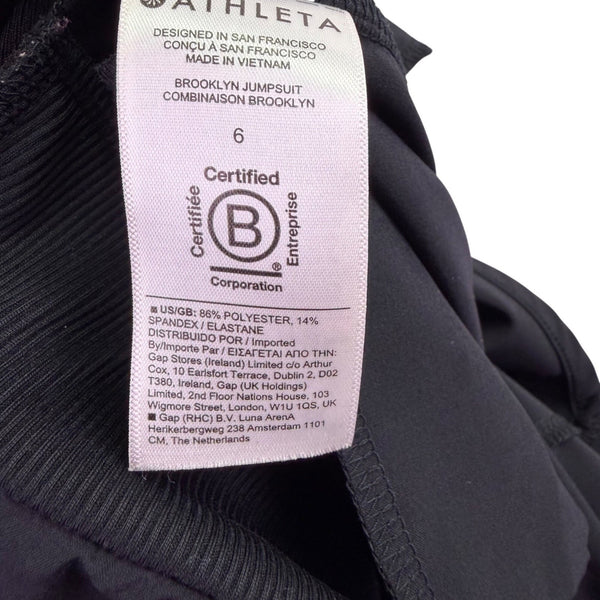 Athleta Womens Black Brooklyn Jumpsuit Sleeveless V-Neck Style Size 6 