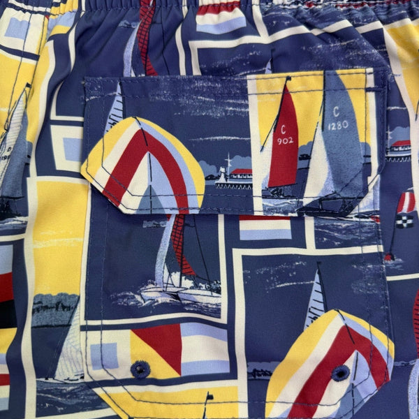 Abercrombie & Fitch Mens Multicolor Swim Trunk Nautical Print Mesh Lining  Sz XS