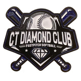 CT Diamond Club Fastpitch Softball Enamel Pin With Baseball & Bats Design