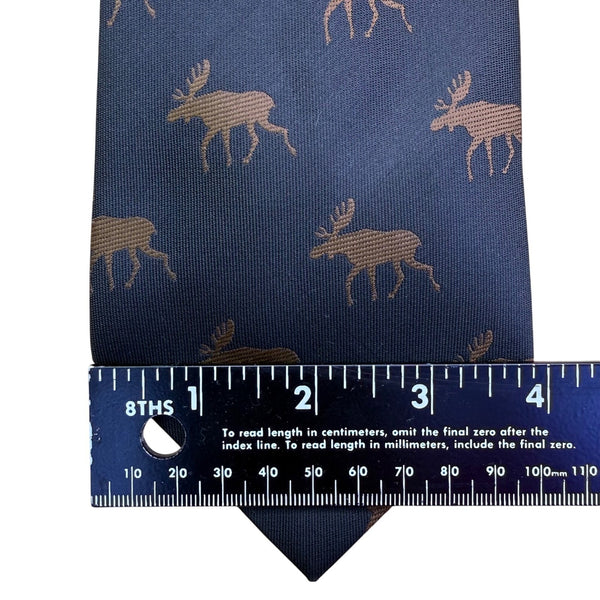 Vifa Mens Navy Blue Polyester Moose Print Neck Tie