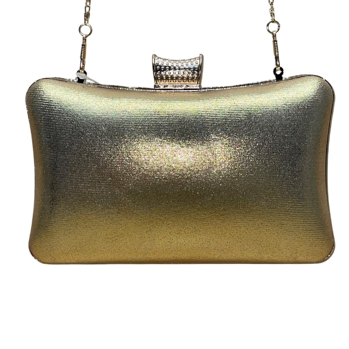 DMargeaux Women’s Champagne Rhinestone With Chain Strap Evening Chic Box Clutch