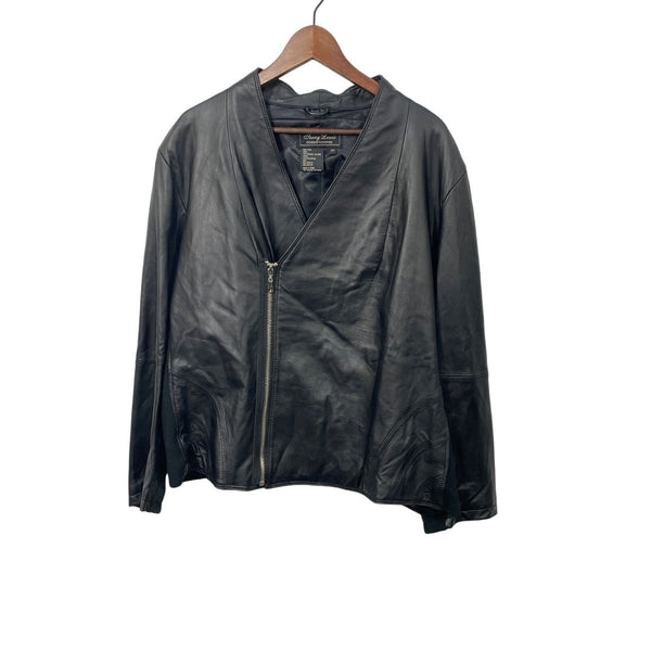 Jerry Lewis Womens Black Leather Jacket Size 3x NWT