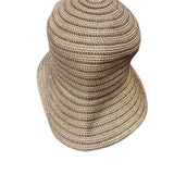 Eric Javits Womens Gold Wide Brim Sun Hat Lightweight Metallic Straw Blend